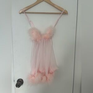 Vintage Made in USA Austin Powers Femme Bot Pink Feather Babydoll One Size